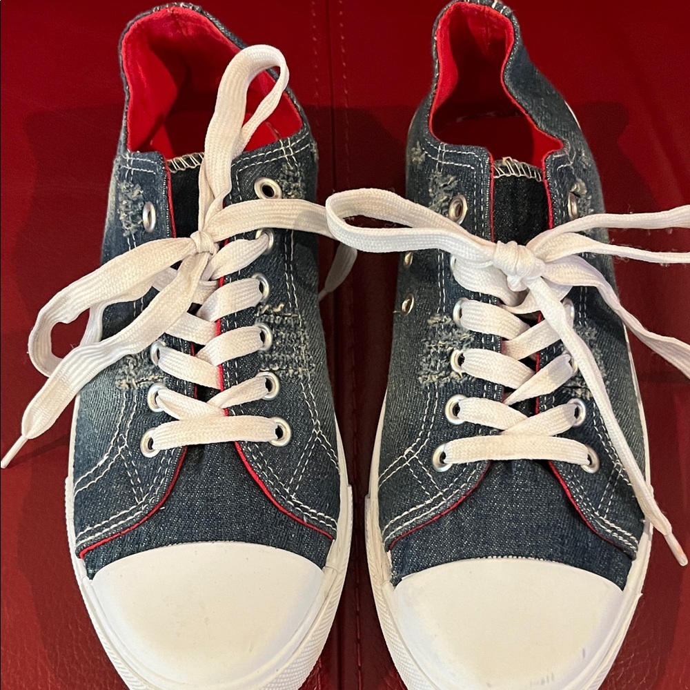 Bobbie Brooks Denim Sneakers with Red Interior